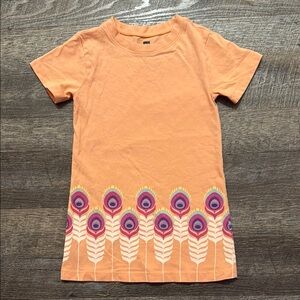 Tea Collection 100% Cotton T-Shirt Dress w/ Peacock Feather Detailing